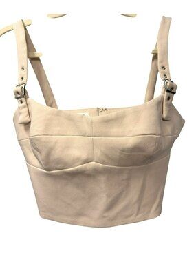 Amanda Uprichard Beige Adjustable Strap Smocked Back Crop Top Size S